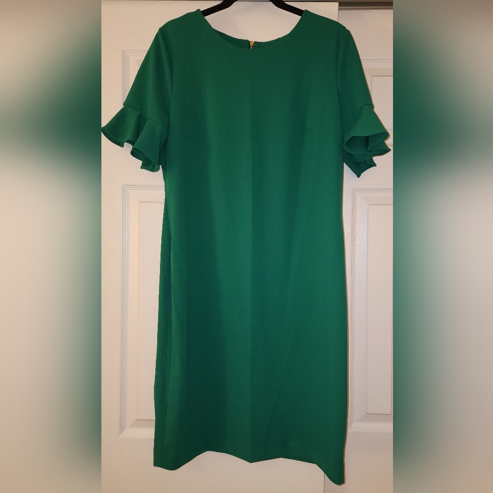Calvin Klein Kelly Green Size 16 Knee-length Crepe Dress